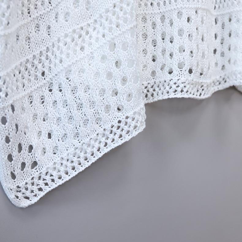 Summer Women's Swimwear Sunwear Cover-up Loose Beach Pullover Hollow Knit Seaside Holiday Outer Batshirt