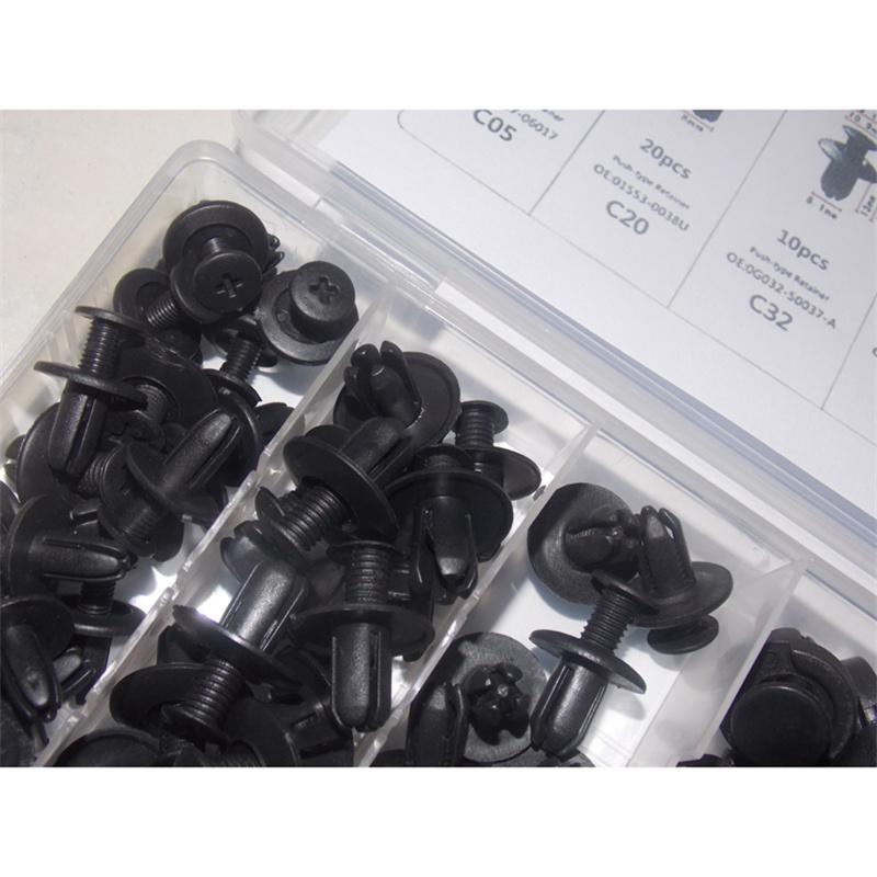 100 шт., смешанный зажим для автозастежки, фиксатор кузова, заклепка, бампер, обшивка двери, фиксатор, комплект крепежа, автомобильные аксессуары