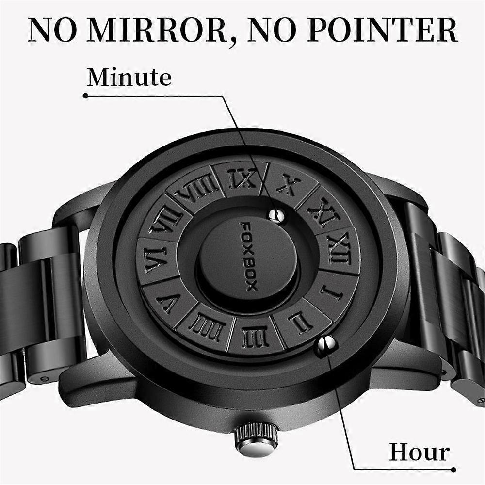 Magnetic Roller Mens Personalized Creative Watch Trendy Black Technology Cool Concept Borderless Design Watch