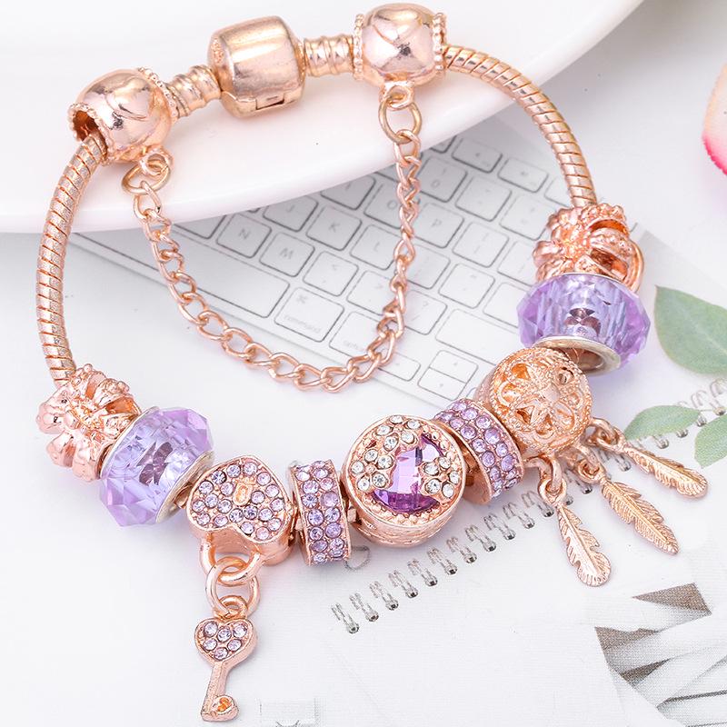 2019 New Crystal Women's Bracelet with Ferris Wheel & Heart Key Pendant