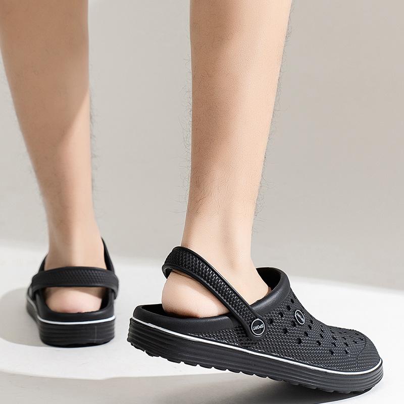 Внешние дырчатые туфли мужские повседневные тапочки на толстой подошве мужские уличные пляжные нескользящие садовые сандалии