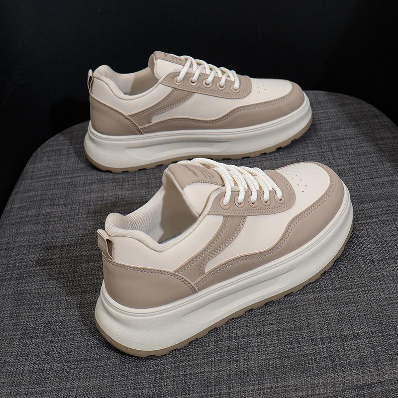 2025 Spring Little White Shoes New Korean Version Ins Female Students Platform Heightening Sports Board Shoes Casual Street Shooting Q5616