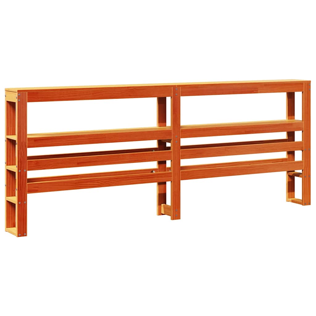 Headboard with Shelves Wax Brown 200 cm Solid Pine Wood