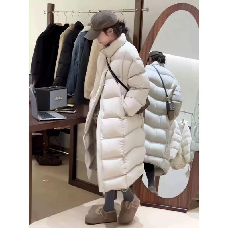 Куртка с 90% пуха белой утки, новая дутая женская средней длины до колена, утолщенная зимняя теплая куртка от холода