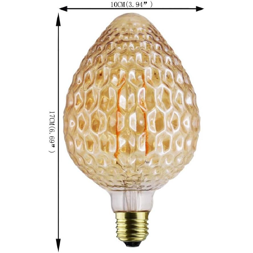 Vintage LED Filament Bulb Dimmable Strawberry 2W LED Light Bulb, E26 Base, Soft Warm White 2700K, 20W Equivalent, 110-120VAC, Dimmable (Pack of 1)