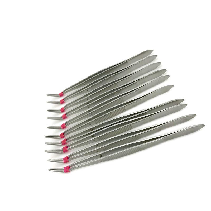 10 шт., набор стоматологических хирургических пинцетов из нержавеющей стали, 16 см, зубчатый изогнутый медицинский пинцет, щипцы, кровоостанавливающий инструмент, стоматологический лабораторный инструмент