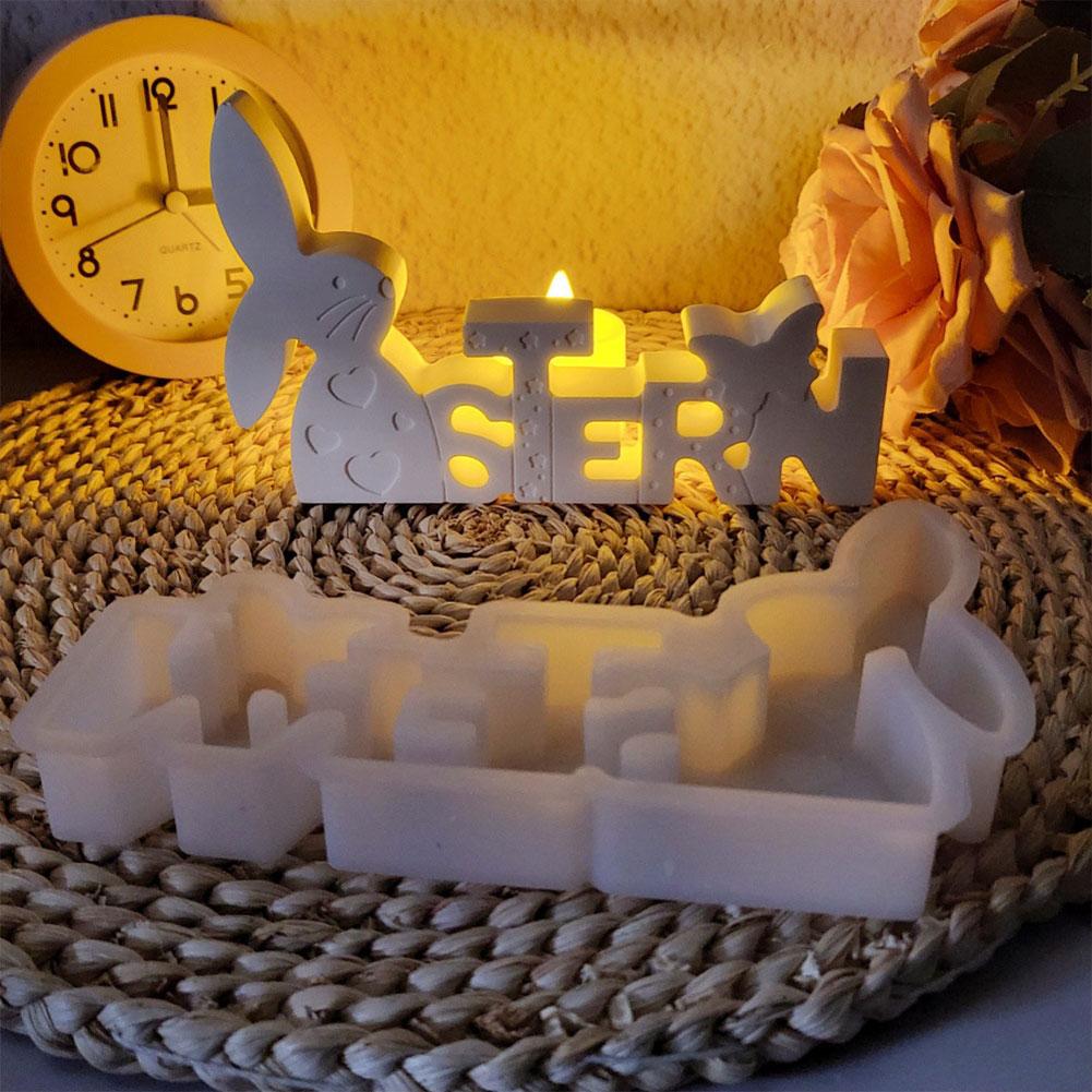 DIY Easter Bunny Silicone Mold Cute Rabbit Concrete Molds Gypsum Molds for Easter Decor
