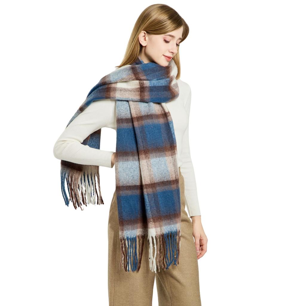New Atmosphere Scarf Versatile Warm Autumn and Winter Scarf Women's Thickened Shawl Maillard Color