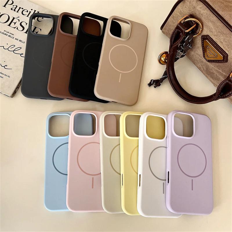 Luxury For iPhone 16 15 14 13 12 11 Pro Max Plus Liquid Silicone Case For Magsafe Magnetic Wireless Charging Soft Phone Cover