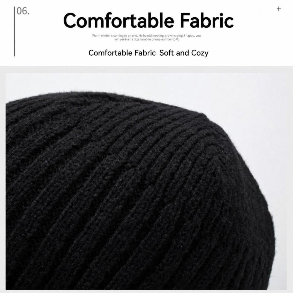 Solid Color Knitted Cap Scarf Set Windproof Woolen Winter Hat Large Brim Beanie Winter Outdoor