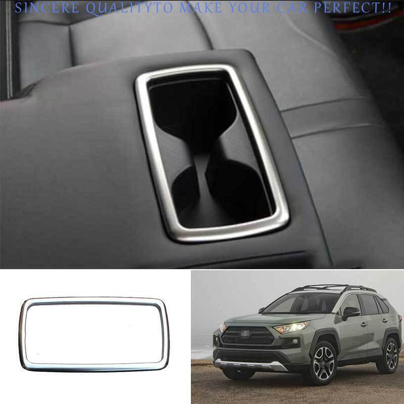 For Toyota RAV4 2019-2025 Silver Steel Rear Armrest Water Cup Holder Panel 1PCS