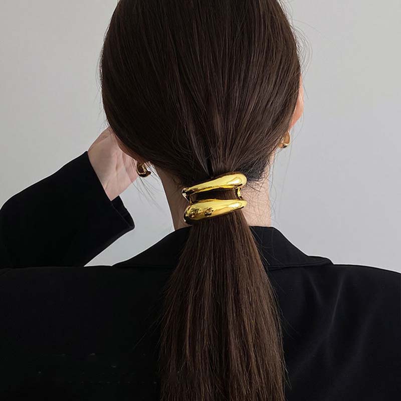 Новая Мода Металлические Двухслойные Резинки для Волос Заколка для Женщин Винтажный Золотой Цвет Держатель для Хвоста Заколка Аксессуары для Волос