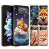 Жесткий ПК чехол для телефона Samsung Galaxy Z Flip 7 6 5 4 Черная крышка для Galaxy Z Flip 3 Складной Ударопрочный Capas Милое животное Лиса