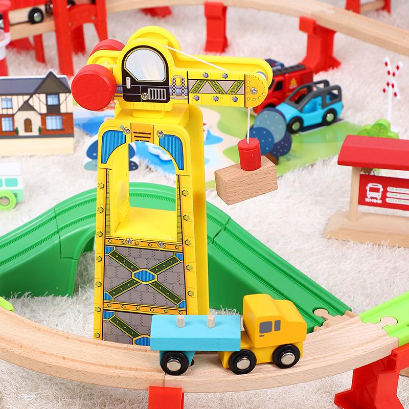 Coastal Town Traffic Rail Train Collection Children Puzzle Rail Car Toy Track Collection Compatible With Wooden Tracks And Electric Car PD32
