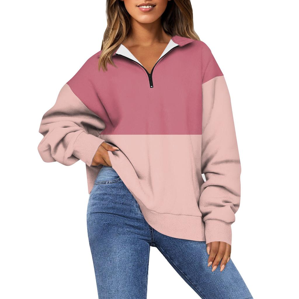 Женская модная толстовка с длинным рукавом и принтом в полоску с отворотом на молнии