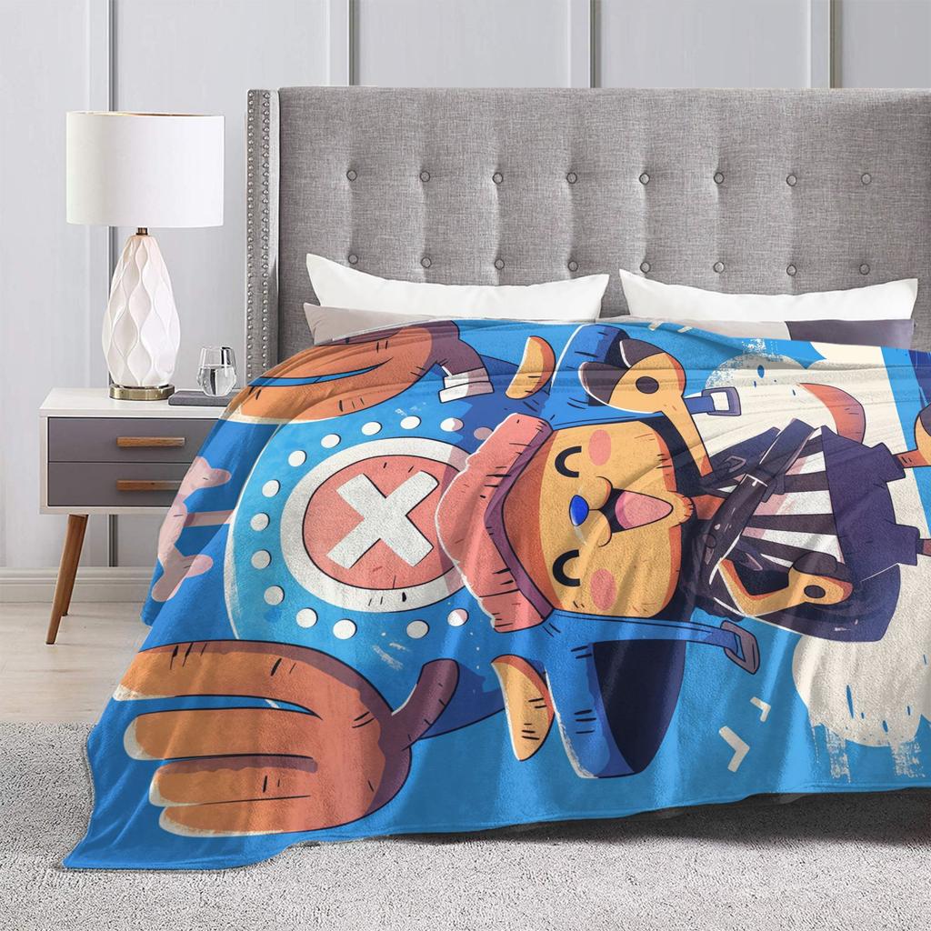 One Piece Tony Tony Chopper Anime Blanket Flannel Autumn/Winter Portable Soft Throw Blanket for Home Couch Bedspread