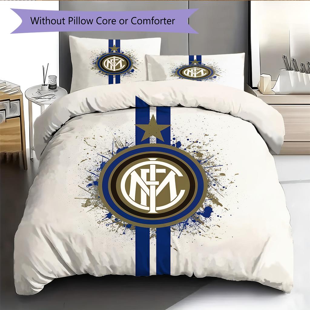 FC Internazionale Milano Pattern Bedding Quilt Set Home Decoration Gift (1 * duvet cover + 2 * pillowcase without core)