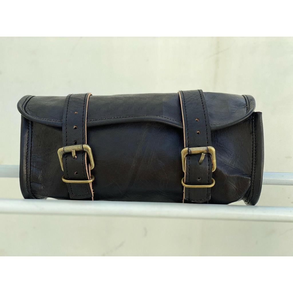 Motorcycle Front Back Fork Tool Bag SaddleBag Pouch Luggage Handlebar Leather