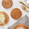 Rattan Handmade Round Coaster Insulation Pot Mat Placemat Kitchen Coaster Tea Ceremony Accessories