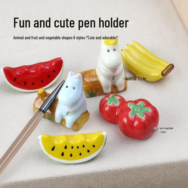 Милый мультяшный держатель для ручек и кистей для нейл-арта - Дизайн Бегемот, Арбуз, Банан