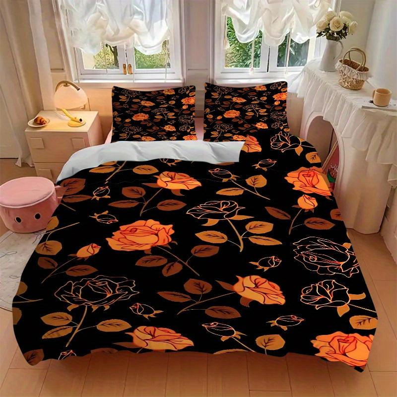 3pcs Floral Pattern Bedding Cover Set, Fashion Classic Popular Print Bedding Set, Soft Comfortable, All - Season Use, For Bedroom, Guest Room093