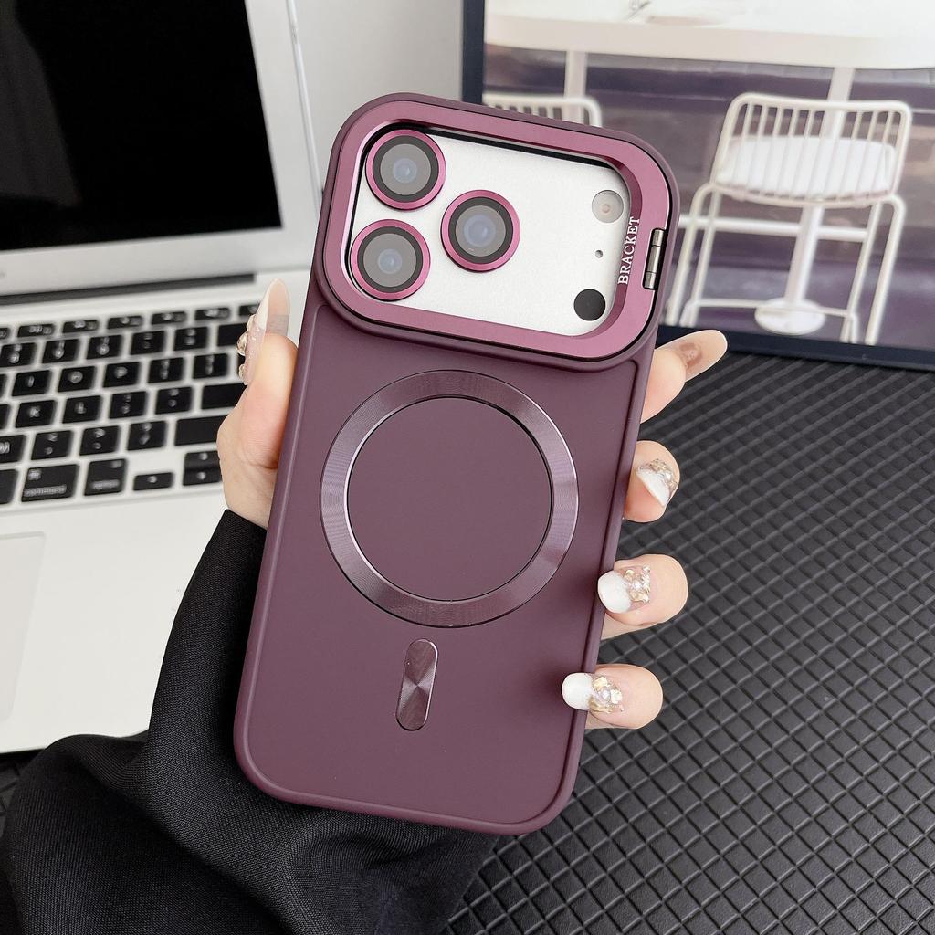 Невидимая магнитная подставка Жидкий чехол для телефона для iPhone 13/14/15/16/17 Pro Max - На ощупь как кожа, Защитный