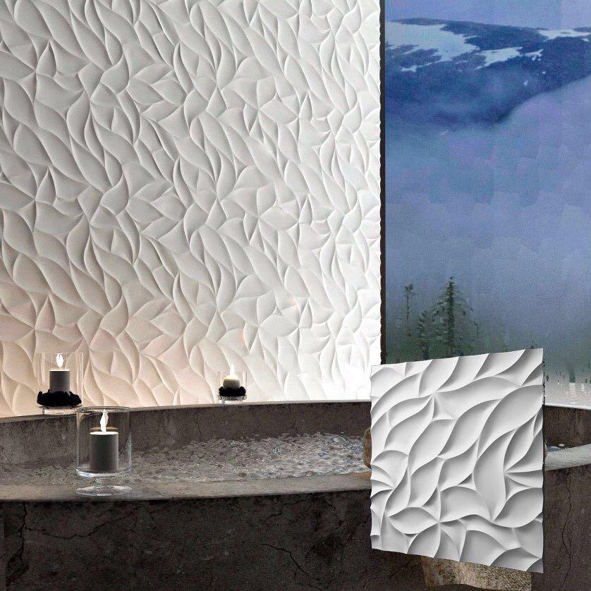 3D Wall Panel Mold for Gypsum, Plaster or Concrete Tile for Decorative Wall Panels 'Foliage'