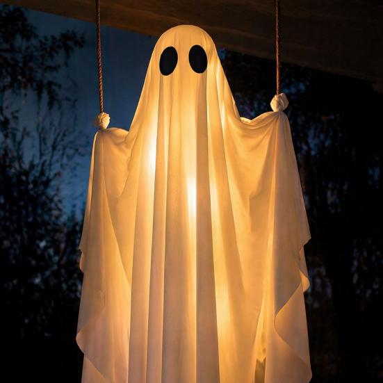 Waterproof Fabric Ghost for Yard Tree Large Hanging Swing Halloween Decoration with Remote Control And String Holiday Home Decor Children Light,