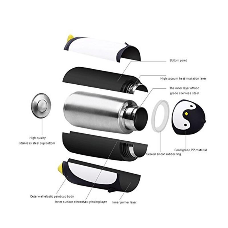 Термос из нержавеющей стали с изображением пингвина, термокружка с мультяшным рисунком, портативная термоизолированная кружка Chil