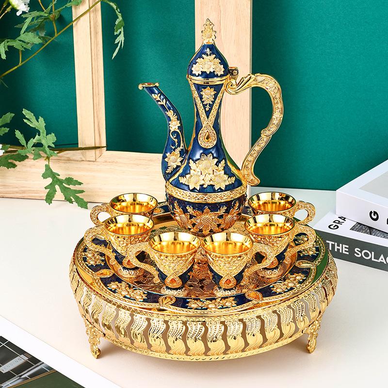 Ретро-дворцовый винный набор, для дома, свадьбы, праздничные принадлежности, металлический подарок, набор фляжек с украшениями, рождественский подарок, европейский стиль