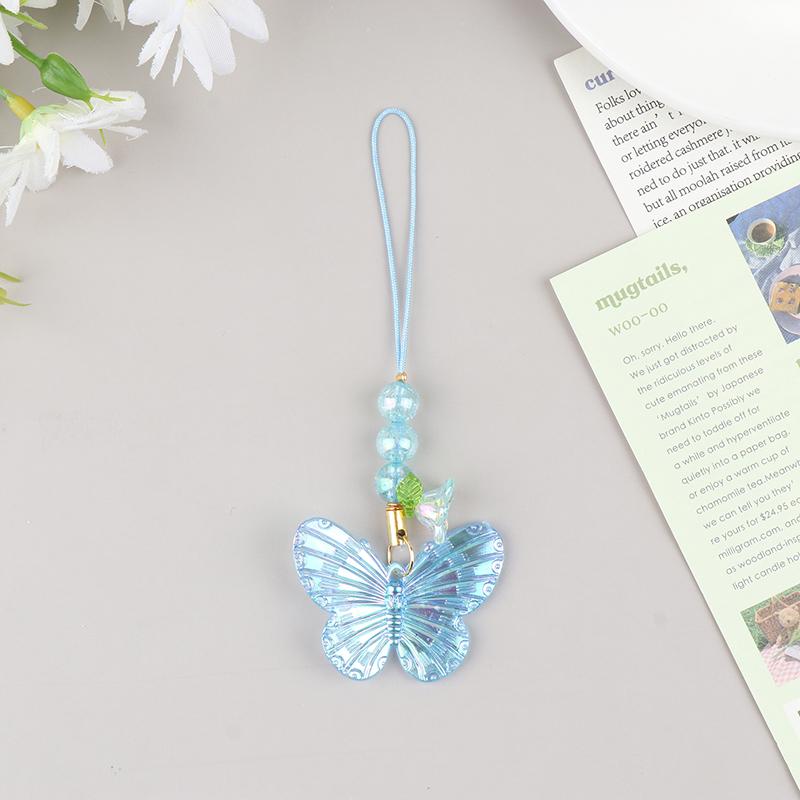 Cute Sweet Butterfly Pendant Phone Lanyard Cellphone Case Strap For Girls  Phone Chains Car Keychain