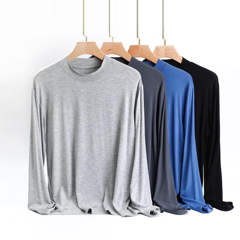 Мужские оверсайд 4XL, весенне-осенние модальные футболки с длинными рукавами, топы, блузка, одежда для сна, пижамы для мужчин, майки