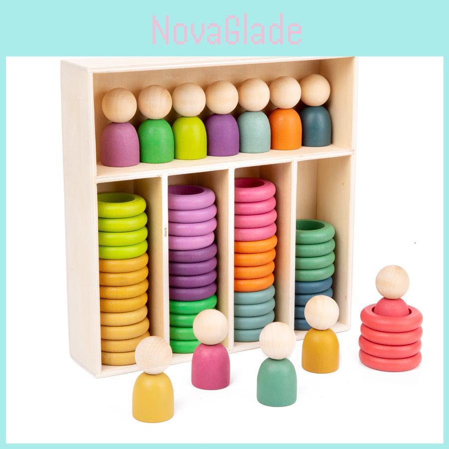 Wooden Color Recognition Building Blocks With Classification Cup For Kids Educational Play