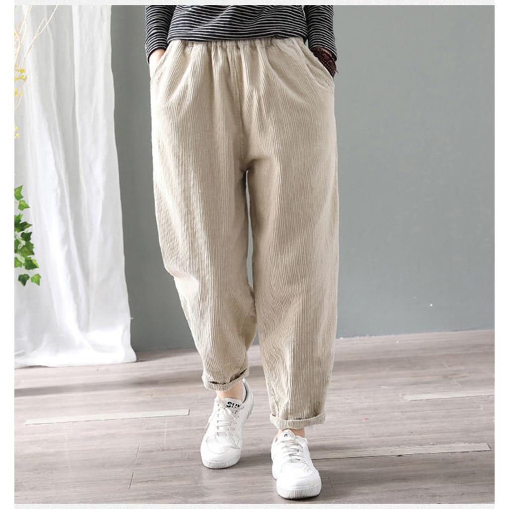 Женские осенне-зимние новые свободные вельветовые брюки оверсайз с холодостойким и толстым вельветом для универсальной повседневной носки, гаремные теплые брюки