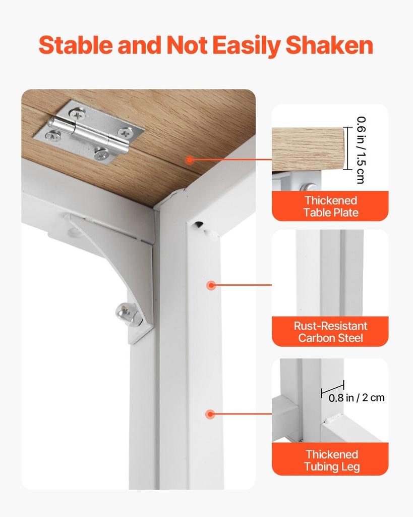 Folding Desk, 80 cm Small Foldable Table for Compact Spaces, Space Saving Computer Table, Sturdy Particleboard with Storage Hooks, Writing Workstation