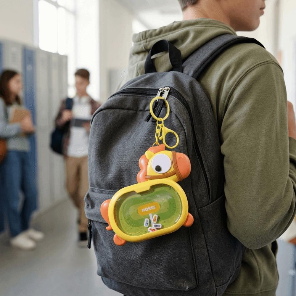 Plastic Magnetic Horse-Racing Keychain Cartoon Backpack Charm Novelty Keychain School Bag Ornament