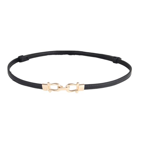 Женский тонкий тонкий ремень, пара пряжок, дизайн талии, поясной ремень с золотой пряжкой, регулируемая длина, ремень из искусственной кожи, аксессуары для одежды