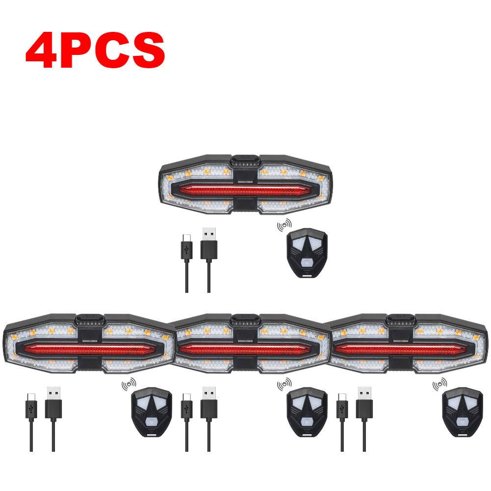 1-6PCS Bicycle Rear Light with Turn Signals Rechargeable Remote Control Bicycle Taillight Warning Rear Light For Safety Cycling