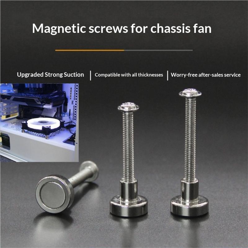 Desktop PC Case Fan Magnetic Screws 4Pcs Robust Nut Fixing For Chassis Cooling Quick Setup