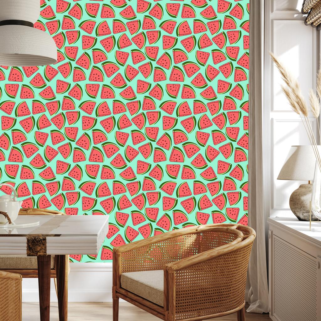 Watermelon Wallpaper Coral and Mint for Living Room and Bedroom 50x1000