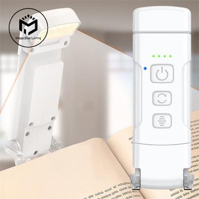Светильник для чтения с таймером, USB-зарядка, 3 цвета и 5 уровней яркости, пристегивающаяся лампа для чтения, ночник-закладка для книг