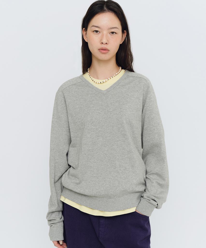 HELLO SUNRISE Hs V-Neck L/S Knit_Gray