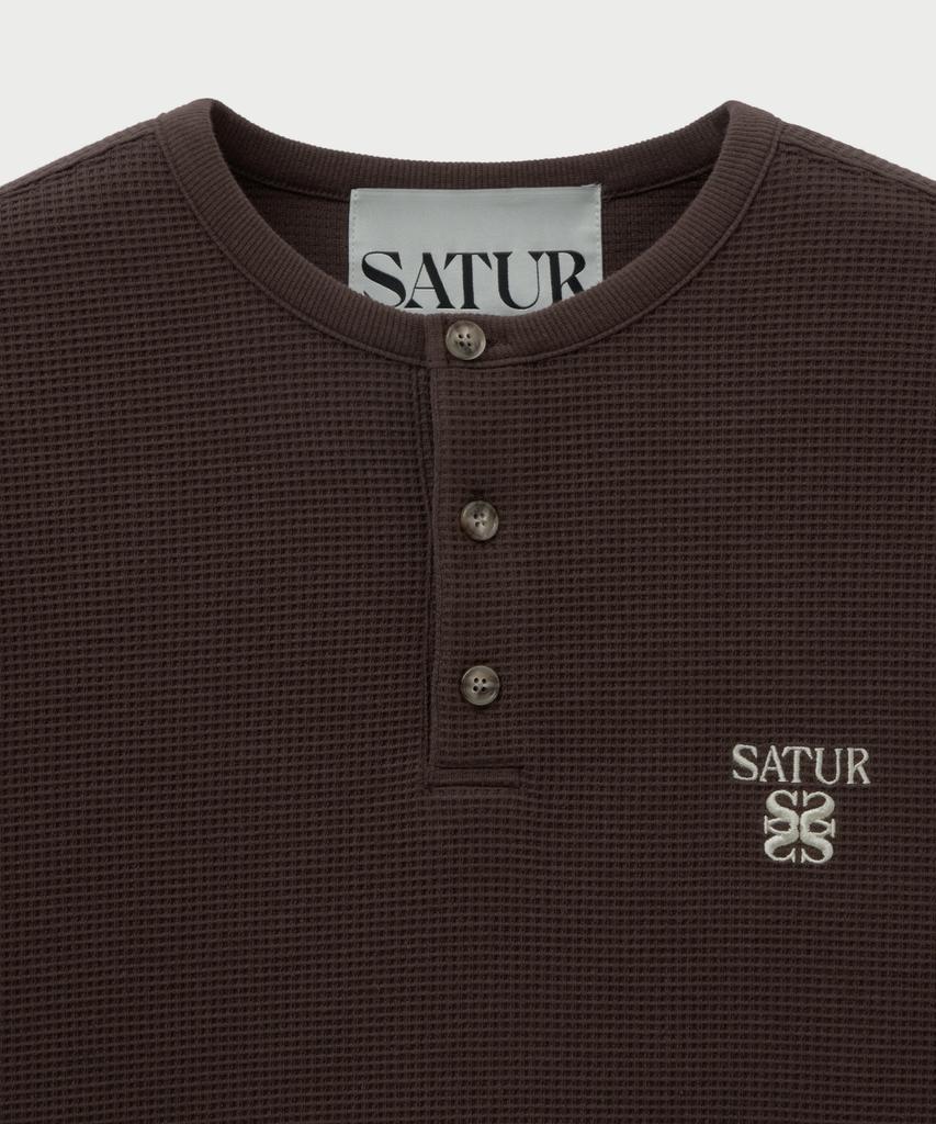 Футболка-henley Seteo с вафельной текстурой, коричневая