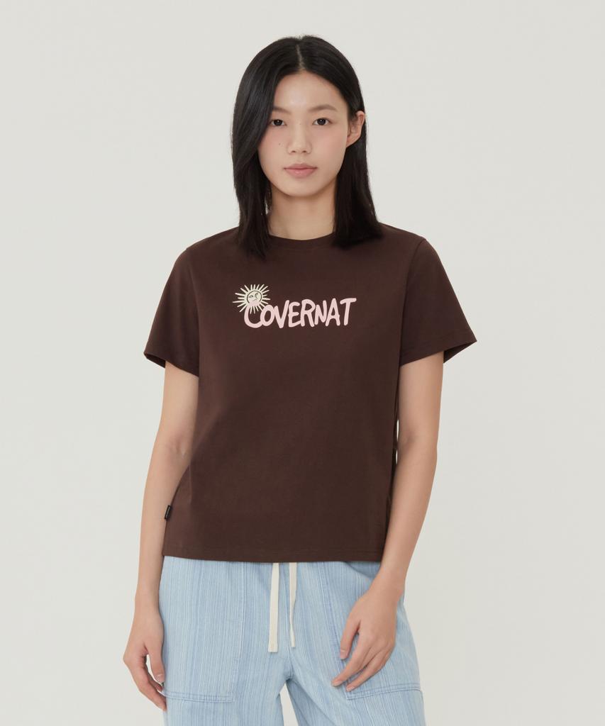 COVERNAT WOMAN Soleil Graphic T-Shirt Brown