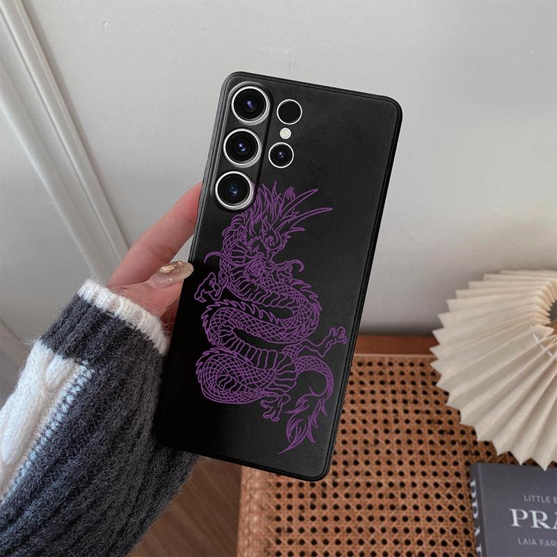 Мягкий силиконовый черный чехол с китайским узором в виде линии Лунга для Xiaomi Redmi Note 13 Pro Samsung A55 A35 M35 S24 iPhone Camera Защитный противоударный чехол