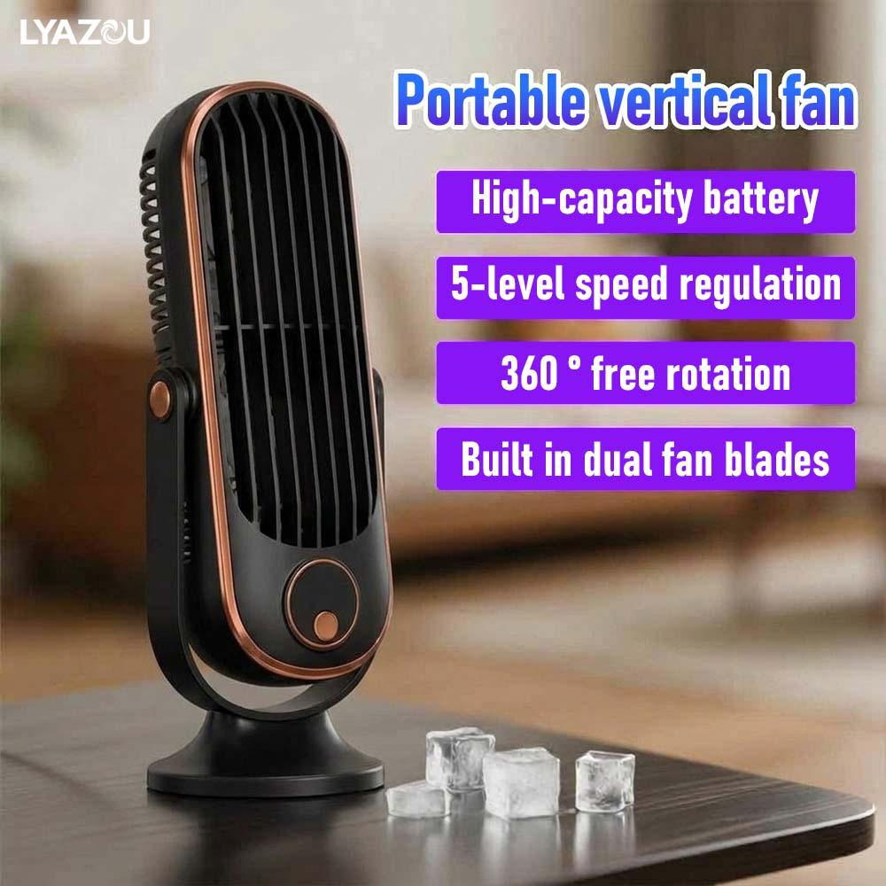 Portable Dual-Motor USB Desk Fan with Rapid Cooling, Multifunctional Five-Speed Cold Air System