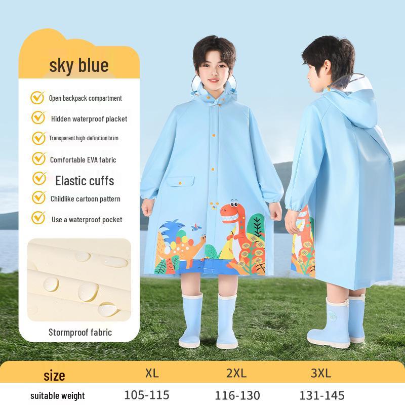 Kids' Waterproof School Raincoat with Backpack Space – Extended Length Poncho for Boys and Girls