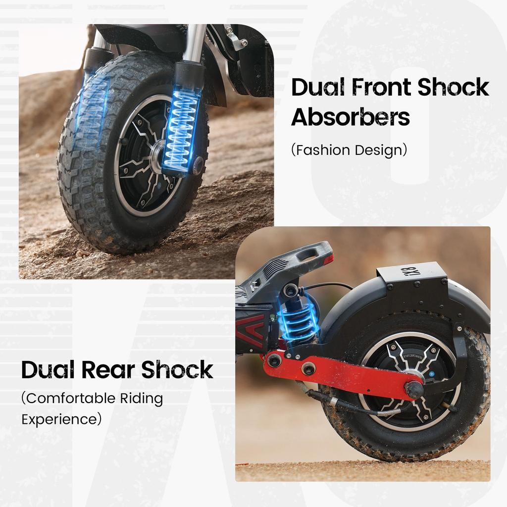 iScooter IX8 12" Off-Road Electric Scooter – 1200W Dual Motor, 48V20Ah, 60KM/H, 70KM Range, Dual Disc Brake, All-Terrain Tires