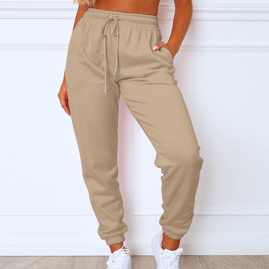 Спортивные брюки-карго для женщин, спортивные однотонные повседневные спортивные штаны с карманами и шнурком