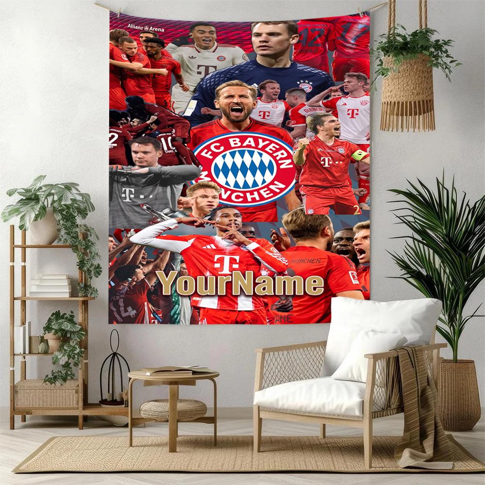 Bayern Munich Custom Your Name Wall Decor Tapestry Art For Pet Memorial Birthdaywedding Party Backdrop Family Gift
